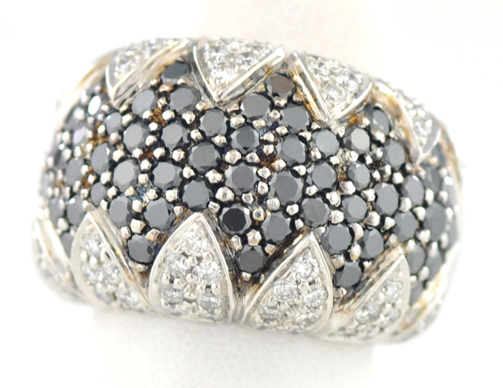 18K Black and White Diamond Ring and Earring Set
