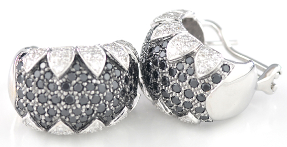 18K Black and White Diamond Ring and Earring Set
