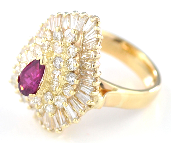 14K Yellow Gold Ruby and Diamond Ring