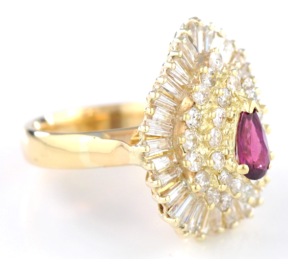 14K Yellow Gold Ruby and Diamond Ring