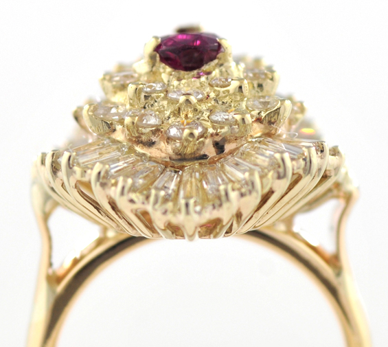14K Yellow Gold Ruby and Diamond Ring