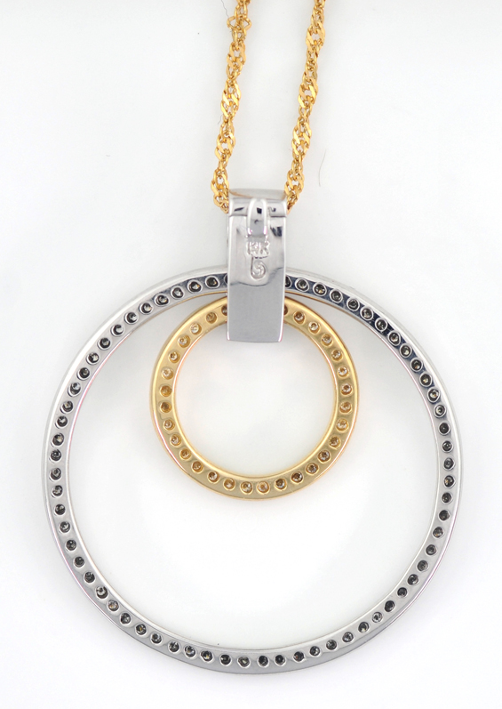 14K Two-Tone Circle Pendant