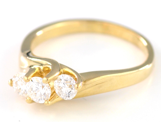 14K Yellow Gold Three Stone Ring