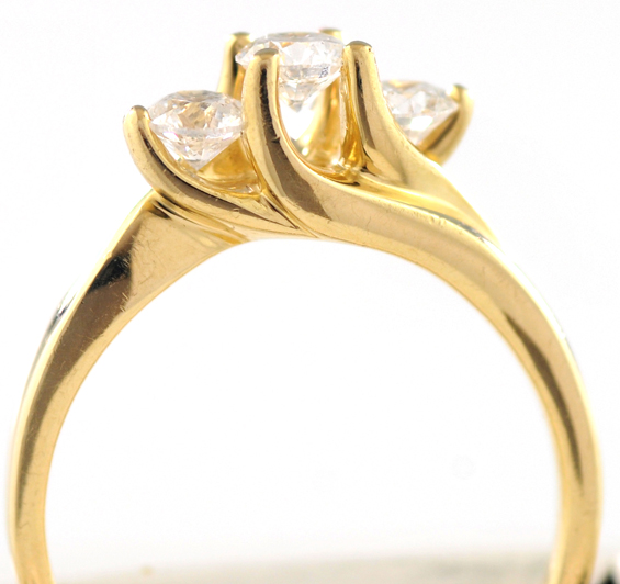 14K Yellow Gold Three Stone Ring