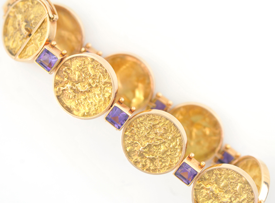 14K Yellow Gold and Amethyst Bracelet