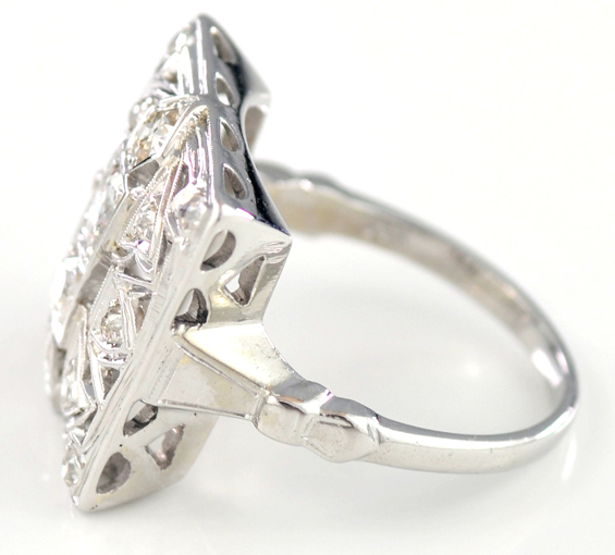 14K White Gold Panel Ring