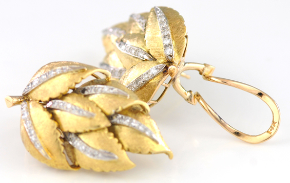 14K Yellow Gold Leaf Earrings