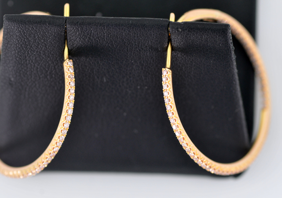 18K Yellow Gold Hidalgo Diamond Hoop Earrings