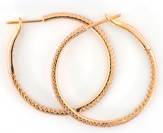 18K Yellow Gold Hidalgo Diamond Hoop Earrings