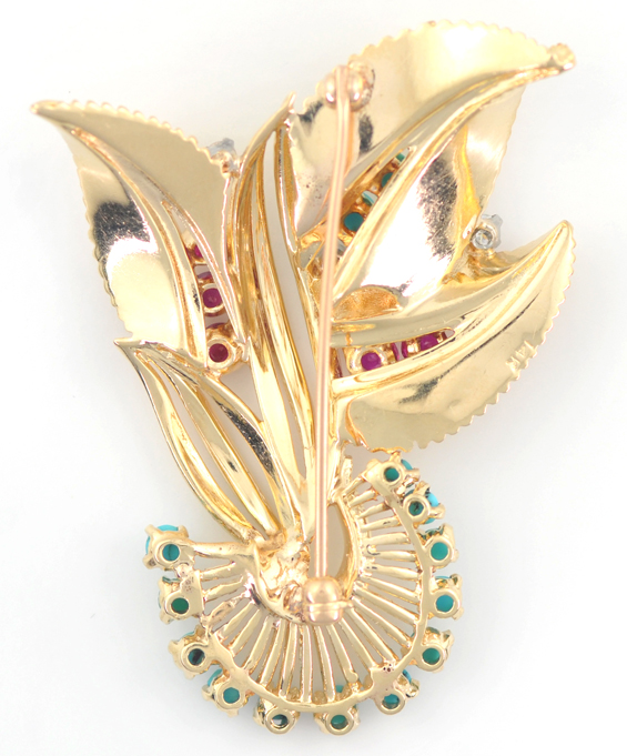 14K Yellow Gold Turquoise Pin