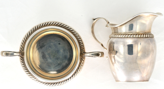 Gorham Sterling Silver Creamer and Sugar Bowl Set with Tray