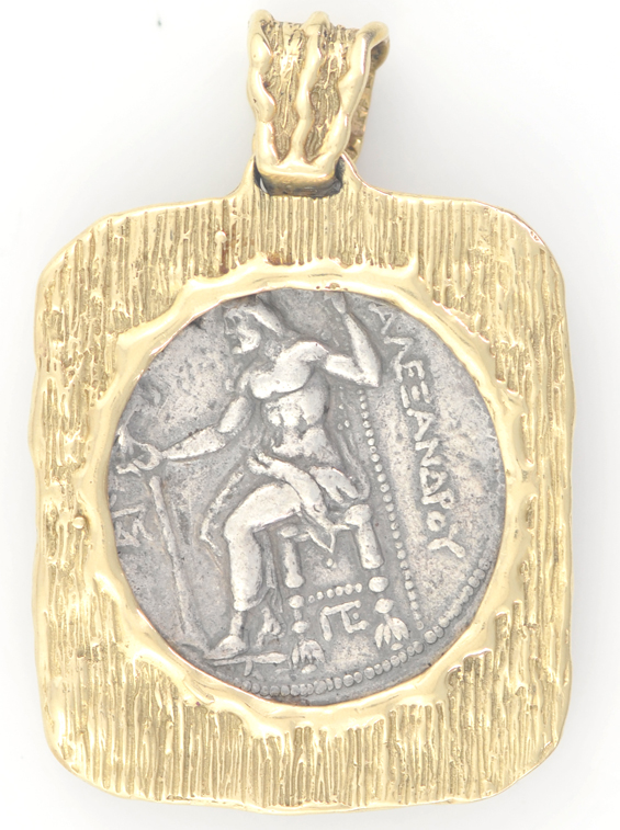 14K Yellow Gold Ancient Coin Pendant