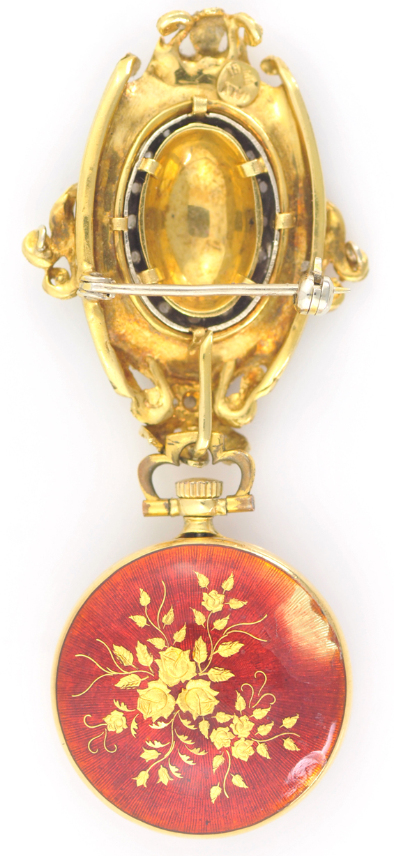 18K Yellow Gold Watch Pin and Watch