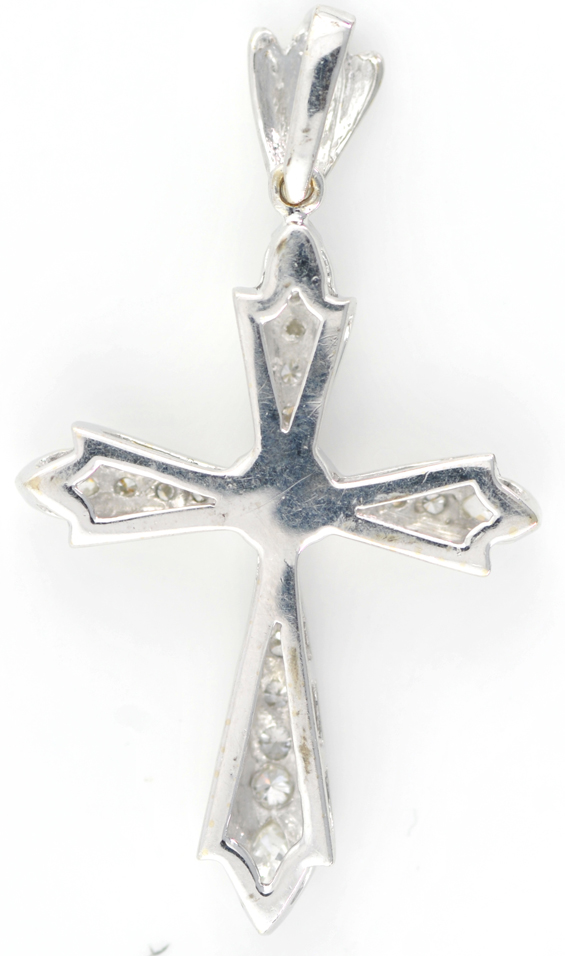 14K White Gold Diamond Cross