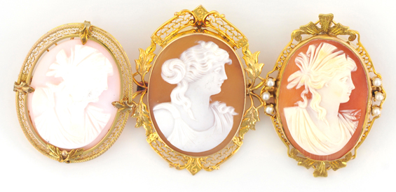 Five Cameo Pins/Pendants