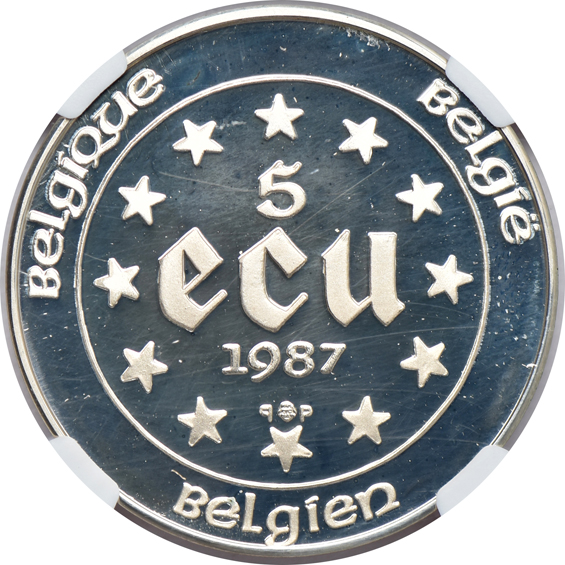 Belgium - 1887 Treaty of Rome Anniversary G50ECU PF-69 Ultra Cameo and 5ECU PF-68 Ultra Cameo, both NGC