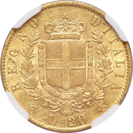 Italy - 1869-T G20L - NGC AU-55