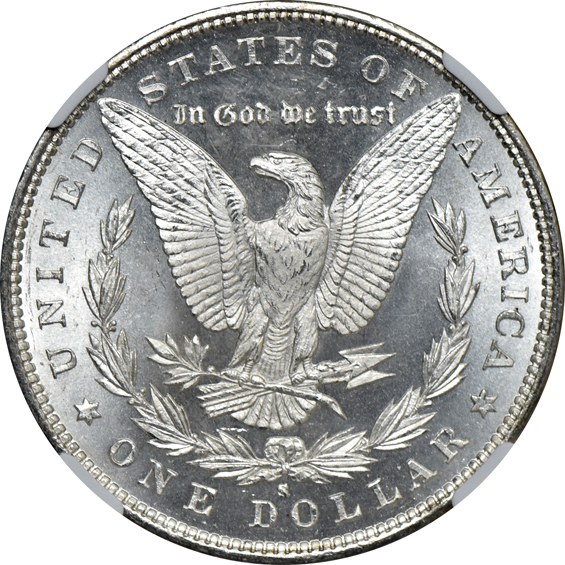Five Morgan silver dollars certified MS-64, all CAC