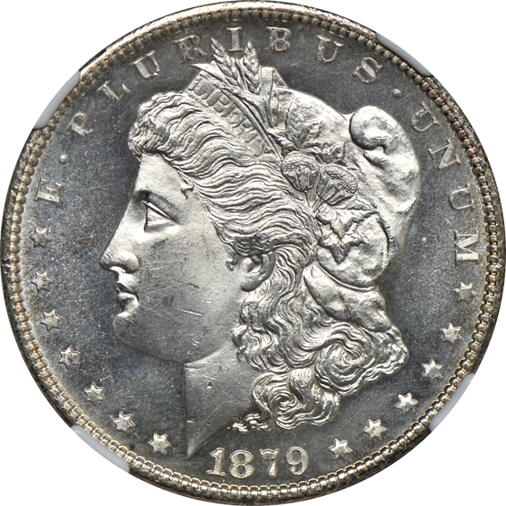 Five Morgan silver dollars certified MS-64, all CAC