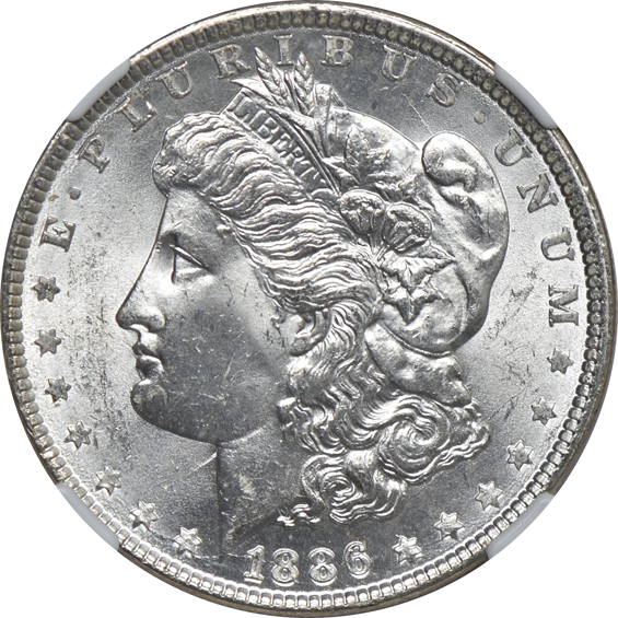 Three 1886 MS-63, MS-64 Star, and MS-65, all NGC CAC