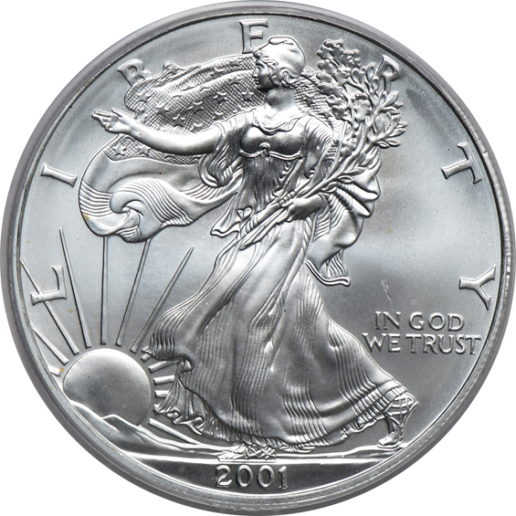 Five 2001 American silver eagles, WTC Ground Zero Recovery, all PCGS MS-69