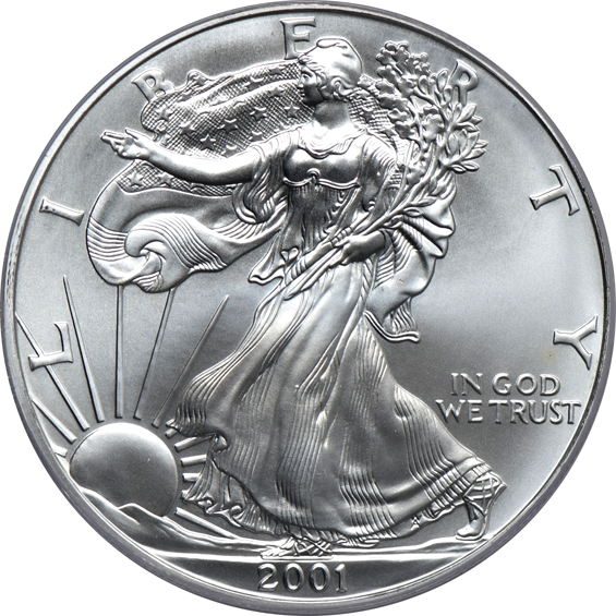 Five 2001 American silver eagles, WTC Ground Zero Recovery, all PCGS MS-69