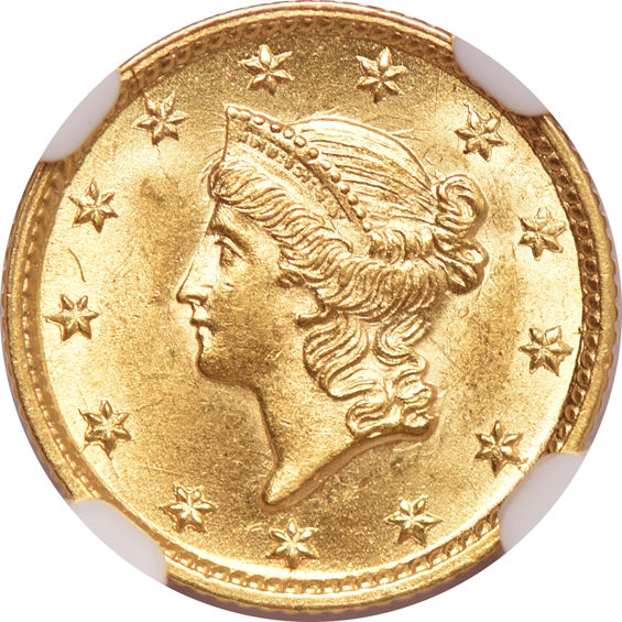 1851-O MS-62, 1853 MS-61, and an 1854 Type 1 MS-63, all NGC