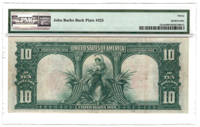 1901 $10 Bison Fr# 121m Mule - PMG VF-30 John Burke Back Plate #325
