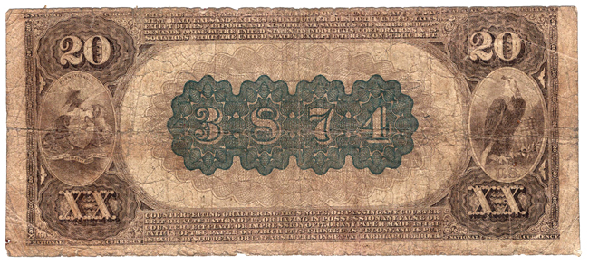 1882 $20 Brown Back - Pittsburgh, PA Charter #3874 - VG
