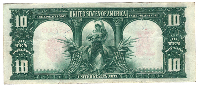 1901 $10 Bison Fr# 121 - VF