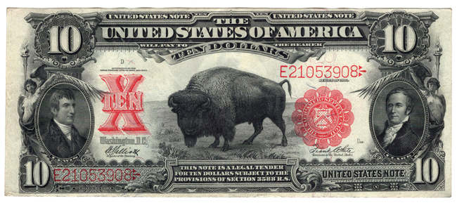 1901 $10 Bison Fr# 121 - VF