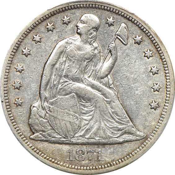 1847 VF-30, and an 1871 VF-35, both PCGS
