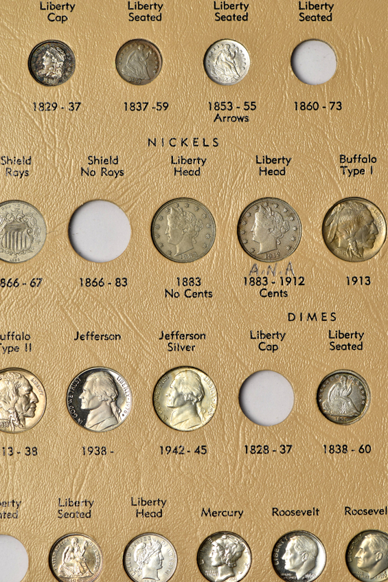 Partial United States type set in a Dansco 7070 album