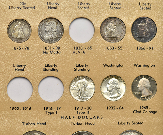 Partial United States type set in a Dansco 7070 album