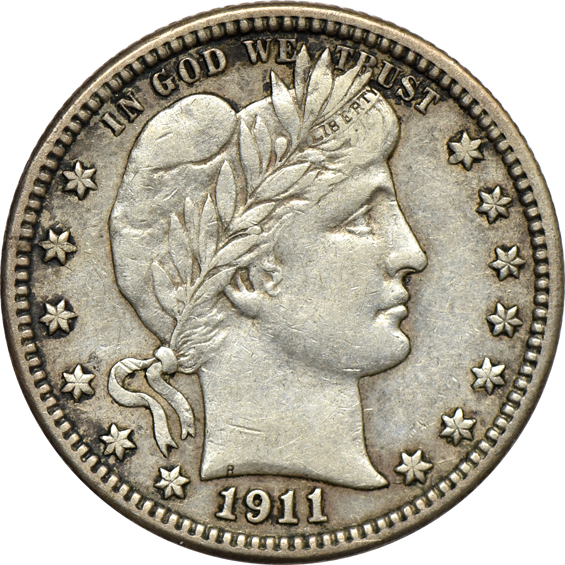 Thirty-two Barber quarters in a Dansco 7130 album