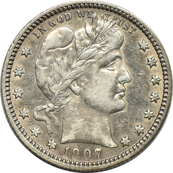 Thirty-two Barber quarters in a Dansco 7130 album
