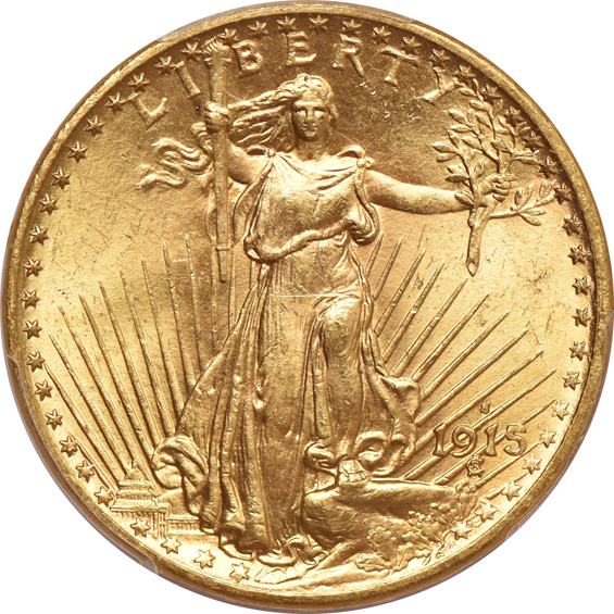1914-S MS-63, and a 1915-S MS-64, both PCGS