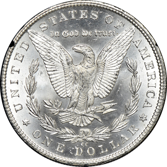 1883-CC GSA MS-64+, 1883-CC GSA MS-65, and an 1884-CC GSA MS-65, all NGC CAC