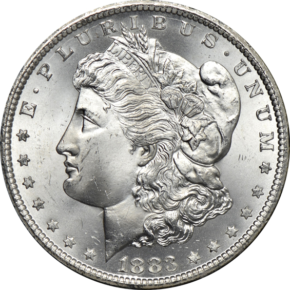 1883-CC GSA MS-64+, 1883-CC GSA MS-65, and an 1884-CC GSA MS-65, all NGC CAC