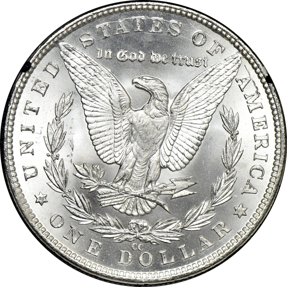 1883-CC GSA MS-64+, 1883-CC GSA MS-65, and an 1884-CC GSA MS-65, all NGC CAC