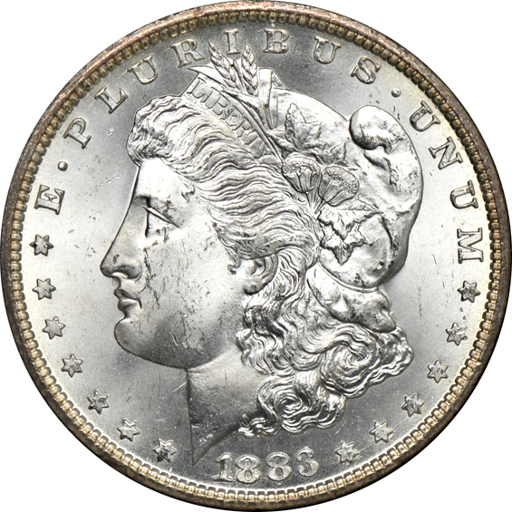 1883-CC GSA MS-64+, 1883-CC GSA MS-65, and an 1884-CC GSA MS-65, all NGC CAC