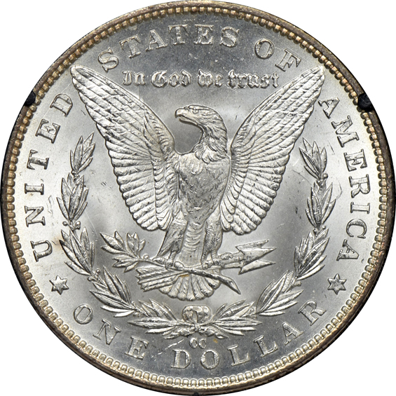 1883-CC GSA MS-64+, 1883-CC GSA MS-65, and an 1884-CC GSA MS-65, all NGC CAC