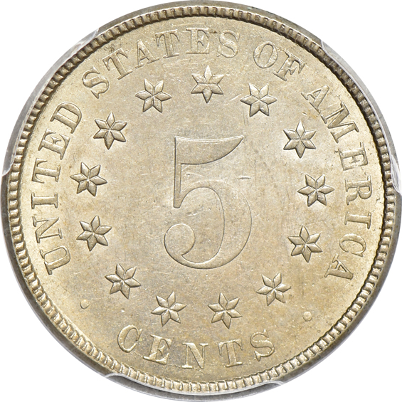 1853 with Arrows Liberty Seated dime AU-55, 1861 Liberty Seated quarter AU-55, and an 1882 Shield nickel MS-62, all PCGS