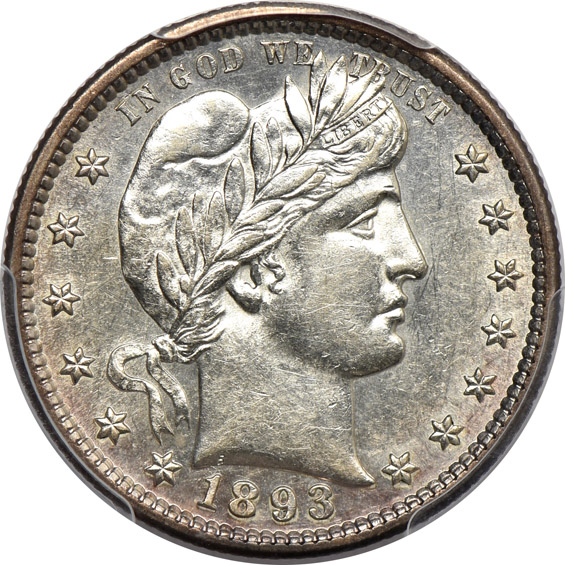 Four Barber quarters certified AU details/cleaned by PCGS