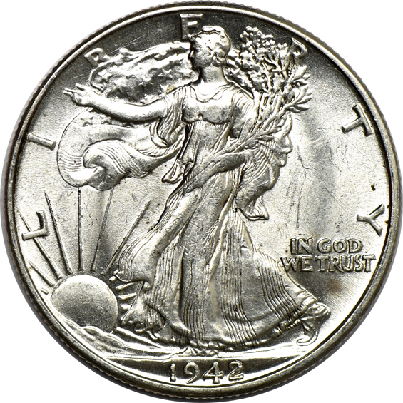 Fifty Walking Liberty half-dollars
