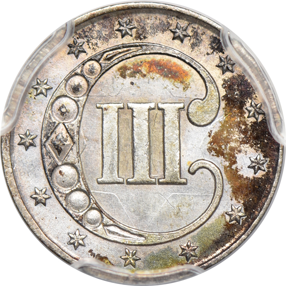 1851 three-cent silver and 1898 Barber quarter, both PCGS MS-63