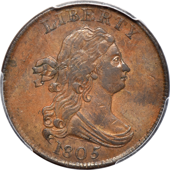 1805 Large 5 - Stems AU-55, and an 1833 MS-62BN, both PCGS