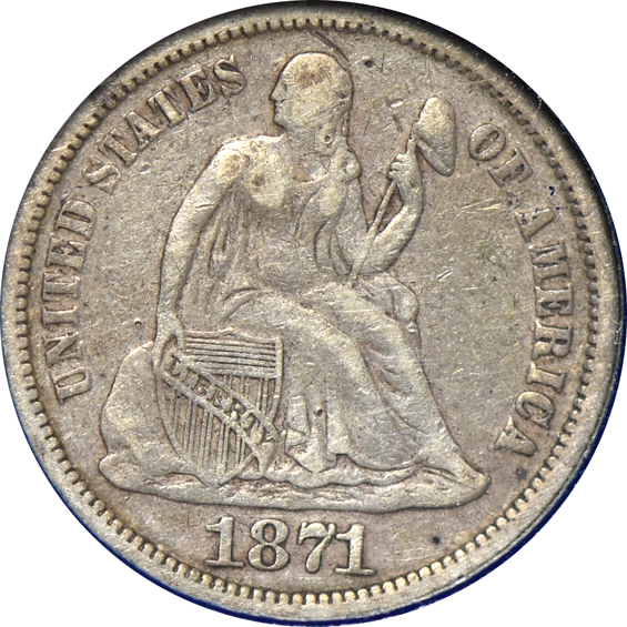Collection of forty-four different Liberty Seated dimes in a Whitman 9437 album