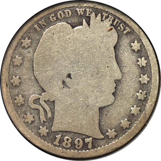 Collection of seventy-one different Barber quarters in a Whitman 9416 album
