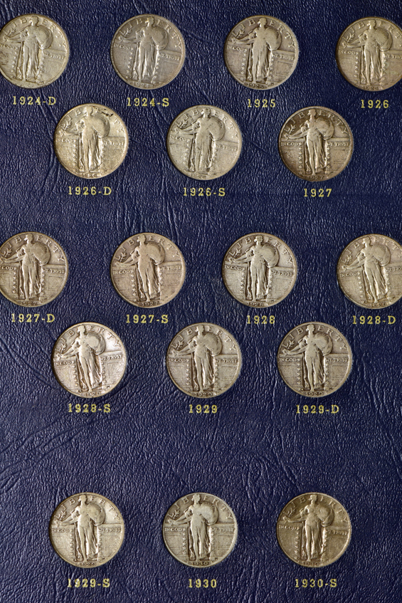 Nearly complete collection of Standing Liberty quarters in a Whitman 9417 album